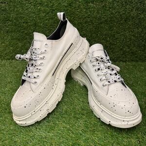 Alexander McQueen Tread Slick Lace Up Canvas White Black Speckled Size 14 682414